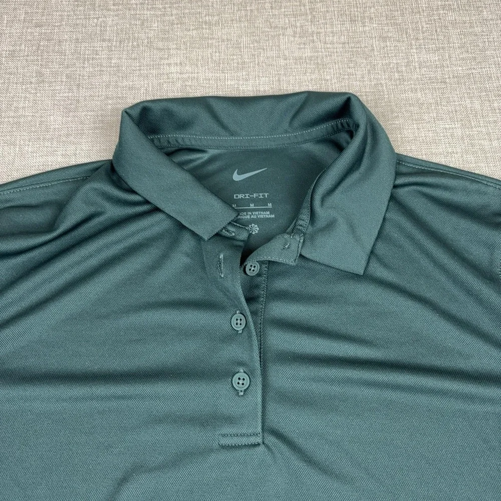 Nike Golf Polo Shirt Womens Medium Green Dri-FIT Solid Lightweight Top Athletic